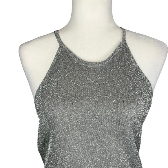 Bec and Bridge Womans Silver Metallic Cocktail Dress Sleeveless Halter size 6 - Picture 2 of 10
